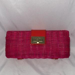 J. Crew Pink & Red Havana clutch